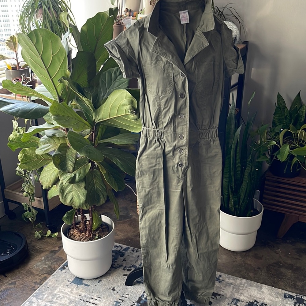 Sage, green boiler suit